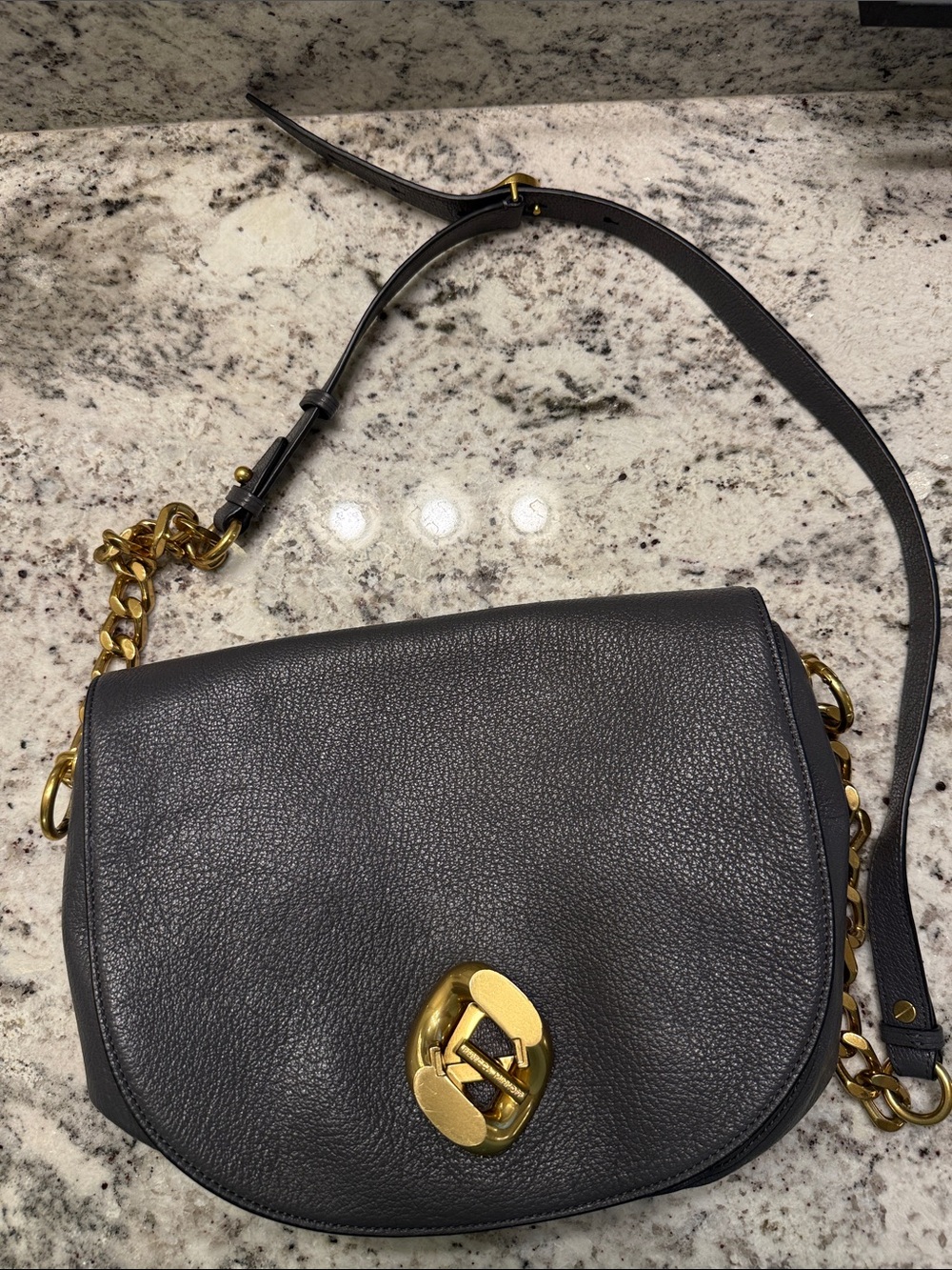 Rebecca Minkoff Black Pebbled Leather Crossbody with Gold Hardware